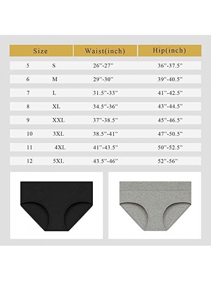 Underwear,Cotton Mid Waist No Muffin Top Full Coverage Brief Ladies Panties Lingerie Undergarments for Women Multipack 