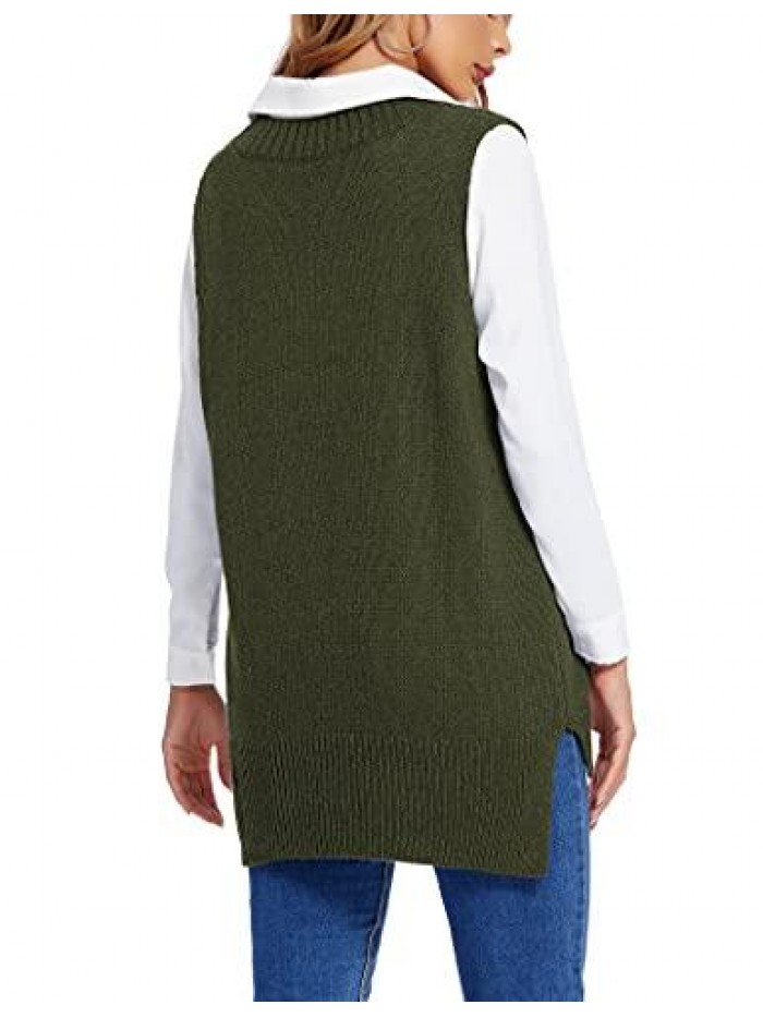 Women's Pullover Sweater Vest Oversized V Neck Sleeveless Sweater Soft Knitted Vest Knitwear Tank Top 