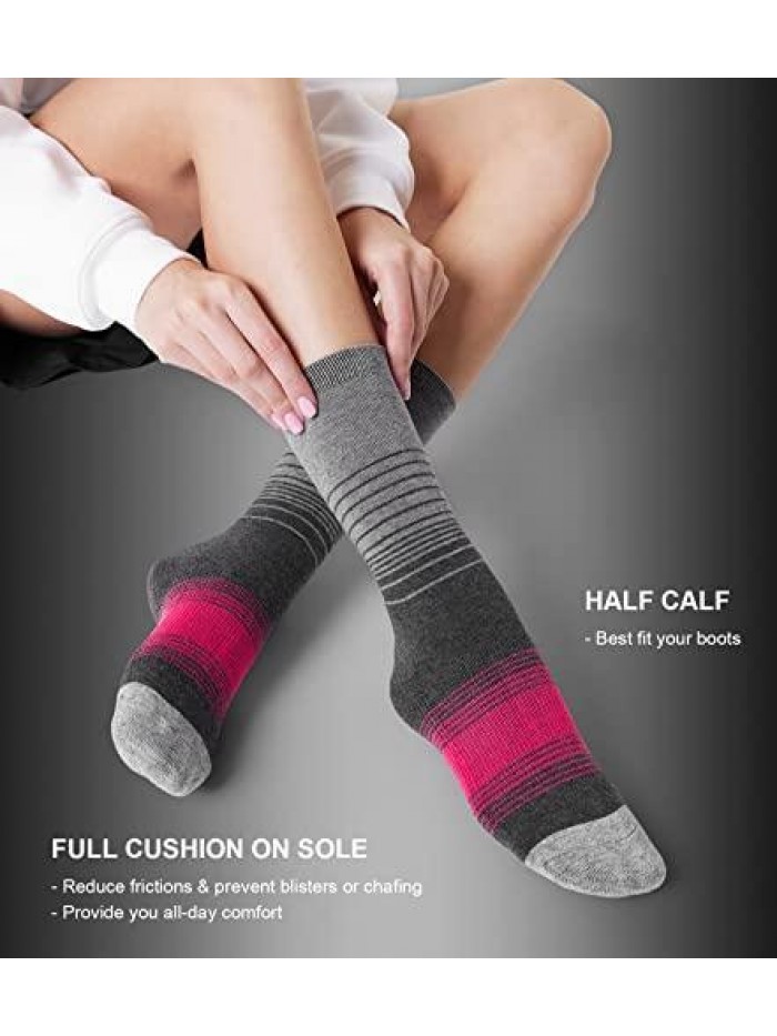 4 Pack Women's Merino Wool Hiking Socks Cushioned Warm Winter Thermal Walking Crew Boot Socks 