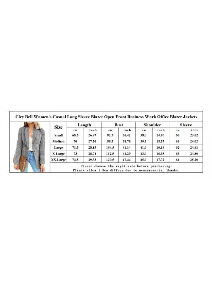 Women's Long Sleeve Casual Blazer Open Front Business Work Office Blazer Jackets  