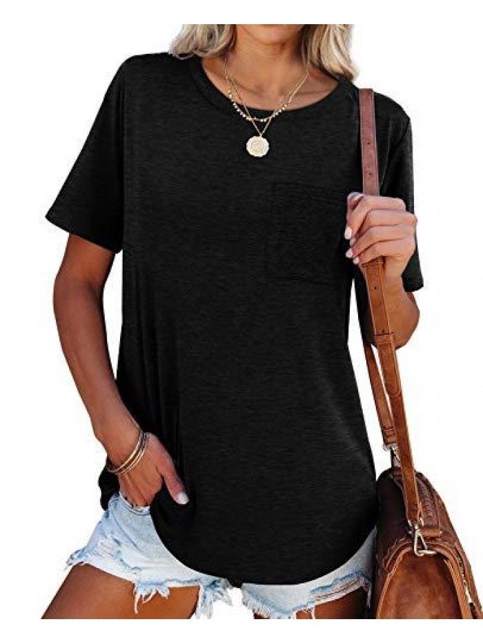 Tshirts for Women Crewneck Short Sleeve Summer Tops Loose Fit 