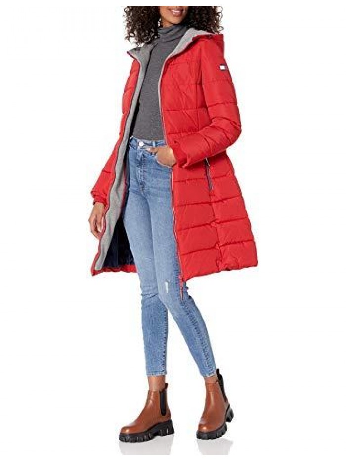 Hilfiger Women's Quilted Hooded Long Puffer Jacket 