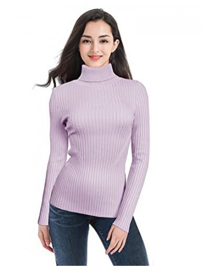 Mock Neck Ribbed Sweaters for Women Cute Sexy Knitted Warm Fitted Fashion Pullover Sweater 