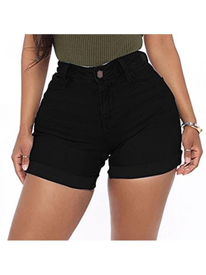 Skinny Sexy Hip Lift Hot Pant, Shorts Jeans with Pockets Women's Sexy Hip Lift Button Casual Party 