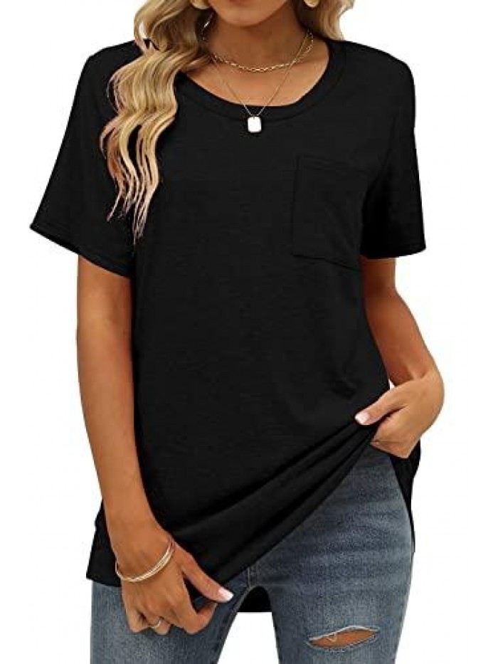 Tshirts for Women Crewneck Short Sleeve Summer Tops Loose Fit 