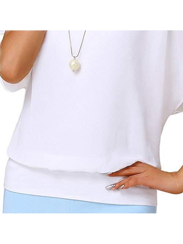 Women's Loose Casual Short Sleeve Chiffon Top T-Shirt Blouse 