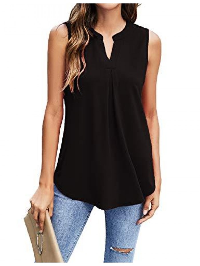 Womens Tank Tops V Neck Sleeveless Summer Shirts Loose Casual Tops Blouse 