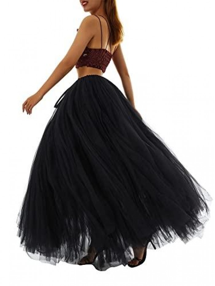 Tulle Tutu Long Skirts Wedding Party Cocktail Prom Mesh Maxi Dress Bandage Detachable Skirt 