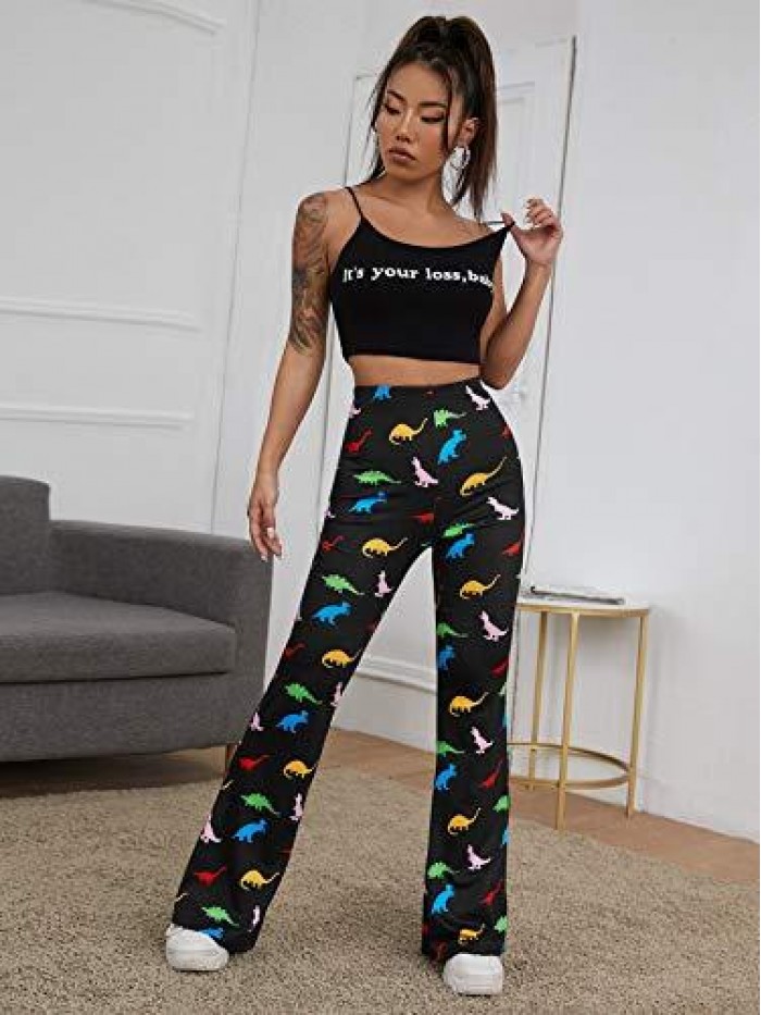 Women's Bootcut High Waisted Yoga Pants Sunflower Print Wide Leg Pants Trousers 