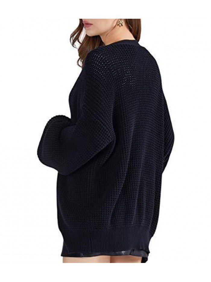 Women's Cardigan Sweater 100% Cotton Button-Down Long Sleeve Oversized Knit Cardigans 