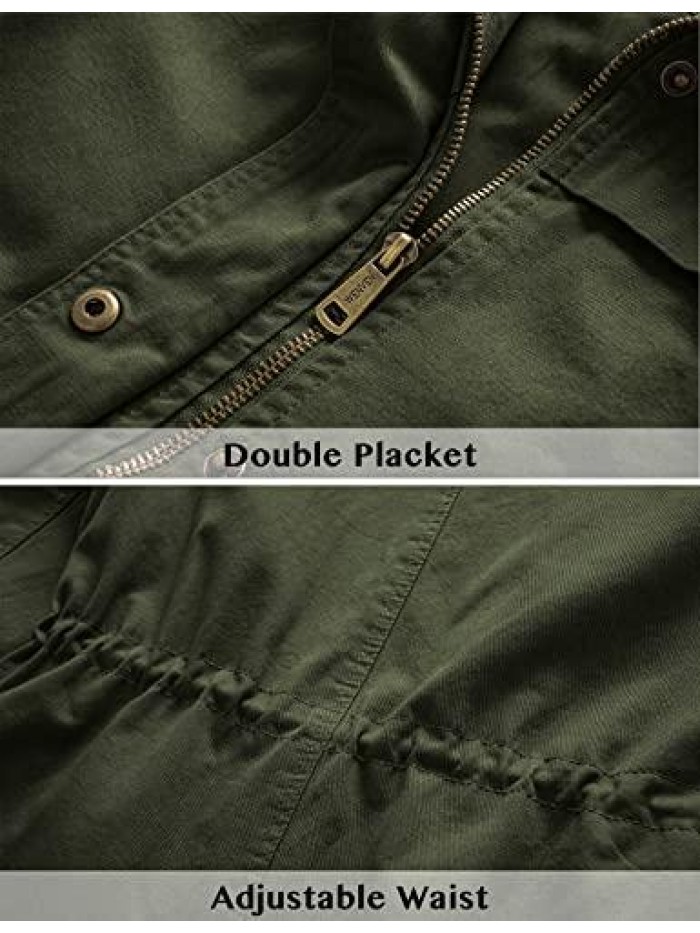 Casual Military Jacket Cotton Stand Collar Utility Anorak Coat 