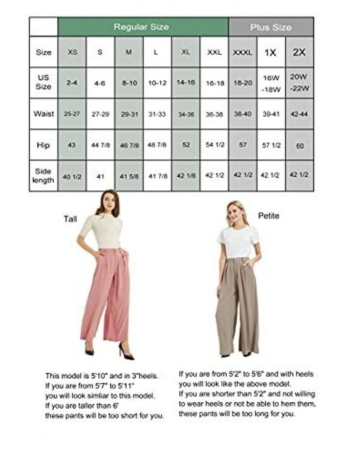 Women High Waist Casual Wide Leg Long Palazzo Pants Trousers Regular Size 