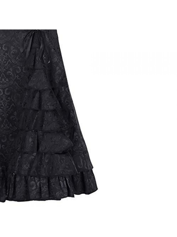 Gothic Ruffled Steampunk Vintage Fishtail Mermaid Skirt Victorian High Waist Retro Maxi Skirt 