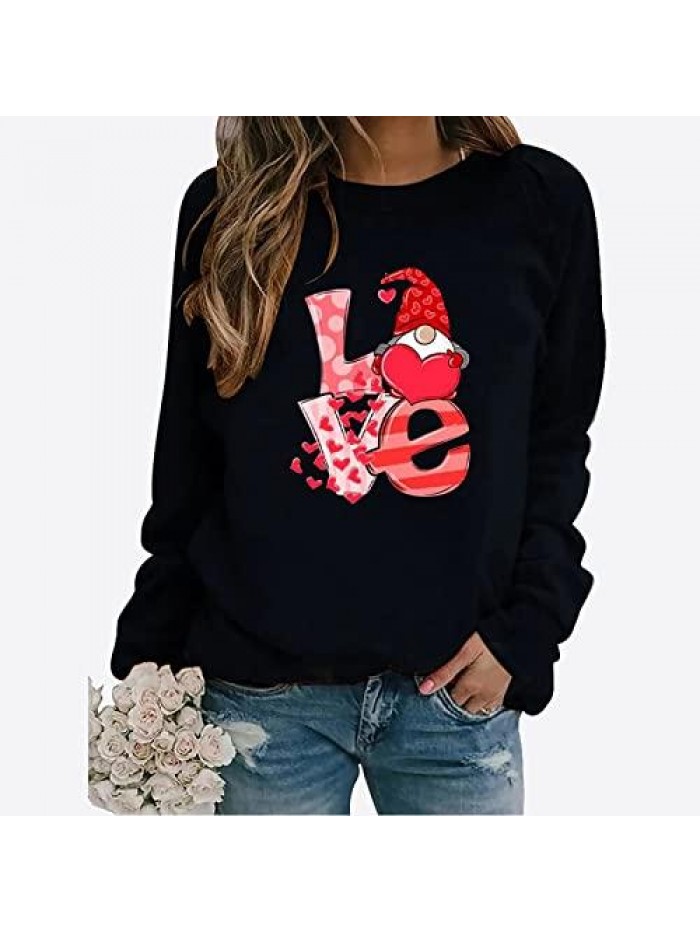 Day Women Sweater Heart/Angel Baby/Letter Print Round Long Sleeve Neck Loose Tops 