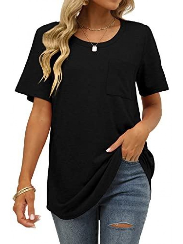 Tshirts for Women Crewneck Short Sleeve Summer Tops Loose Fit 