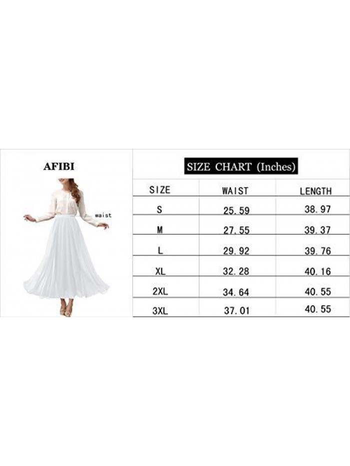 Womens Chiffon Retro Long Maxi Skirt Beach Ankle Length Skirt 