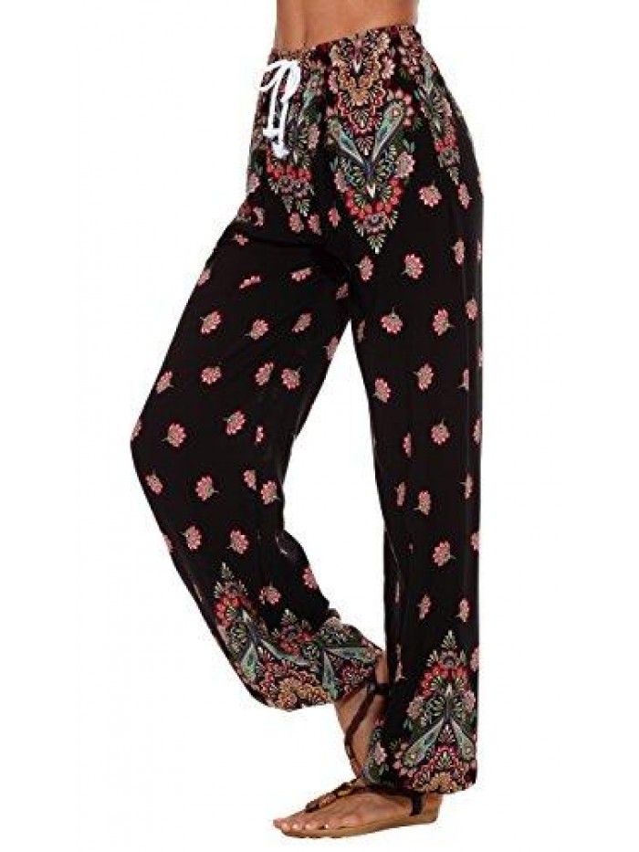 CoCo Women's Floral Print Boho Yoga Pants Harem Pants Jogger Pants 