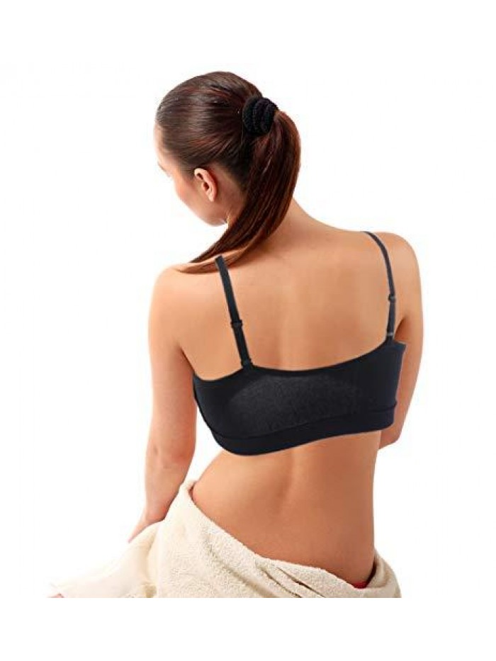 4 Pieces V Neck Padded Bralette Cami Bra Wireless Tank Top Bra Sports Bra with Adjustable Straps 