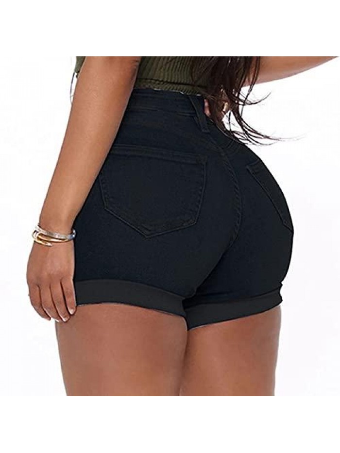 Skinny Sexy Hip Lift Hot Pant, Shorts Jeans with Pockets Women's Sexy Hip Lift Button Casual Party 