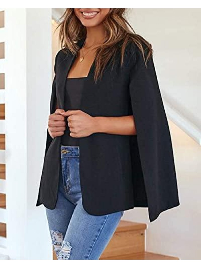 Cape Sleeve Blazer Jackets for Women Elegant Casual Cape Coat 