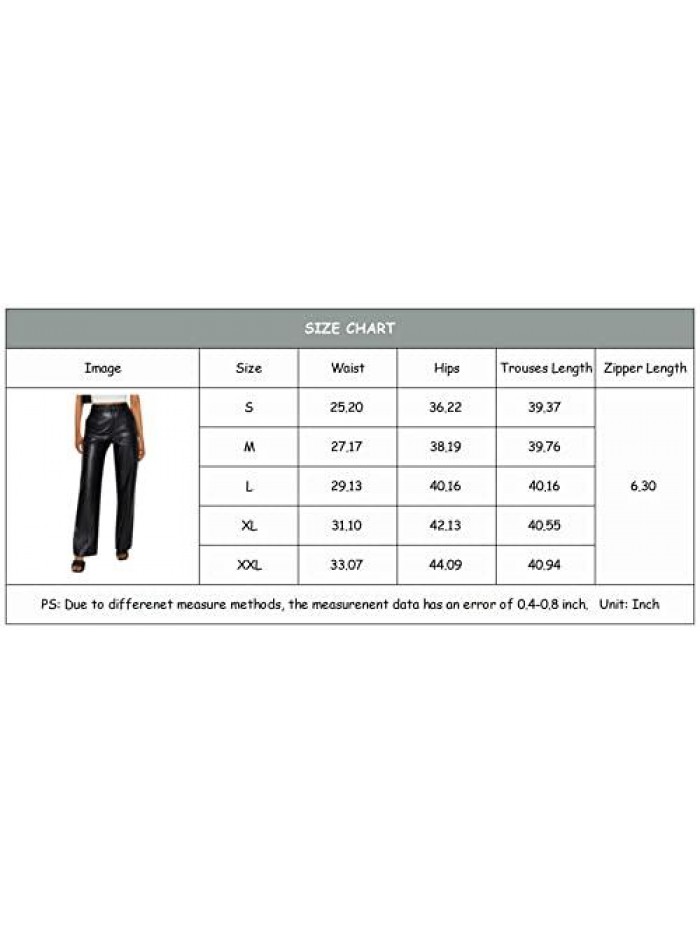 Faux Leather Pants Vintage Y2k Leisure Straight Wide Leg Slim Trousers Streetwear 