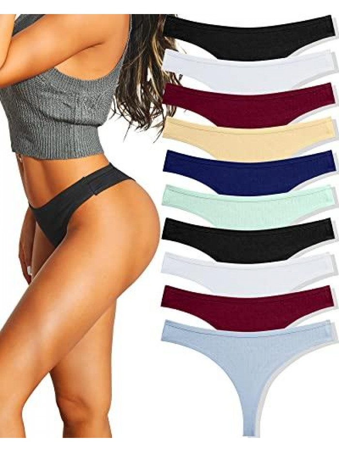 10 pack Cotton Thongs for Women Breathable Low Rise Bikini Lady Panties Womens Underwear Sexy S-XL 