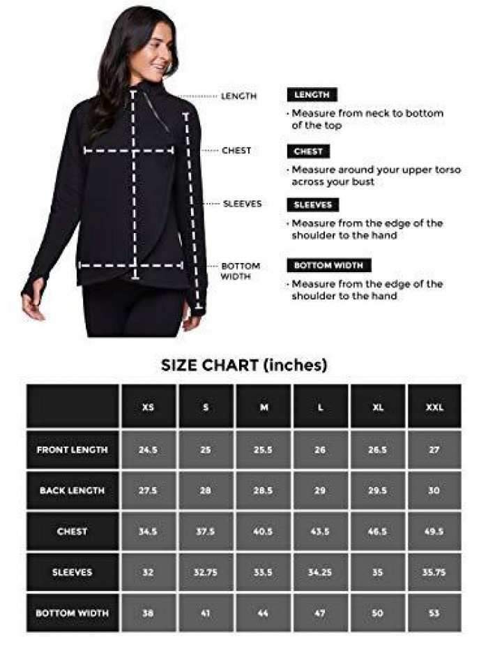 Activewear Women's Fleece Pullover Sweatshirt With Zip Mock Neck, Pockets and Thumb Holes 