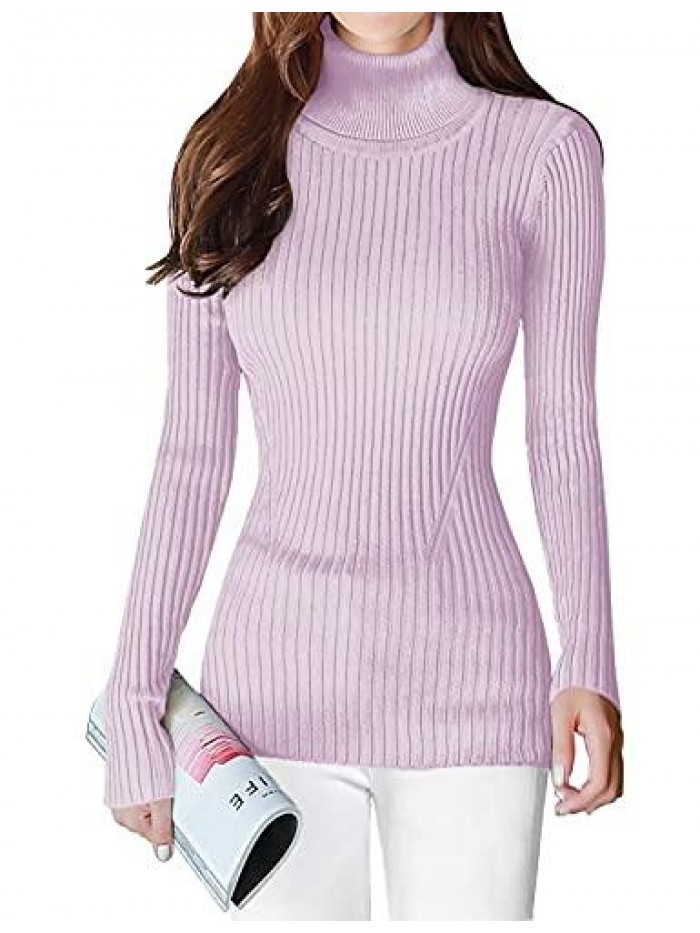 Mock Neck Ribbed Sweaters for Women Cute Sexy Knitted Warm Fitted Fashion Pullover Sweater 