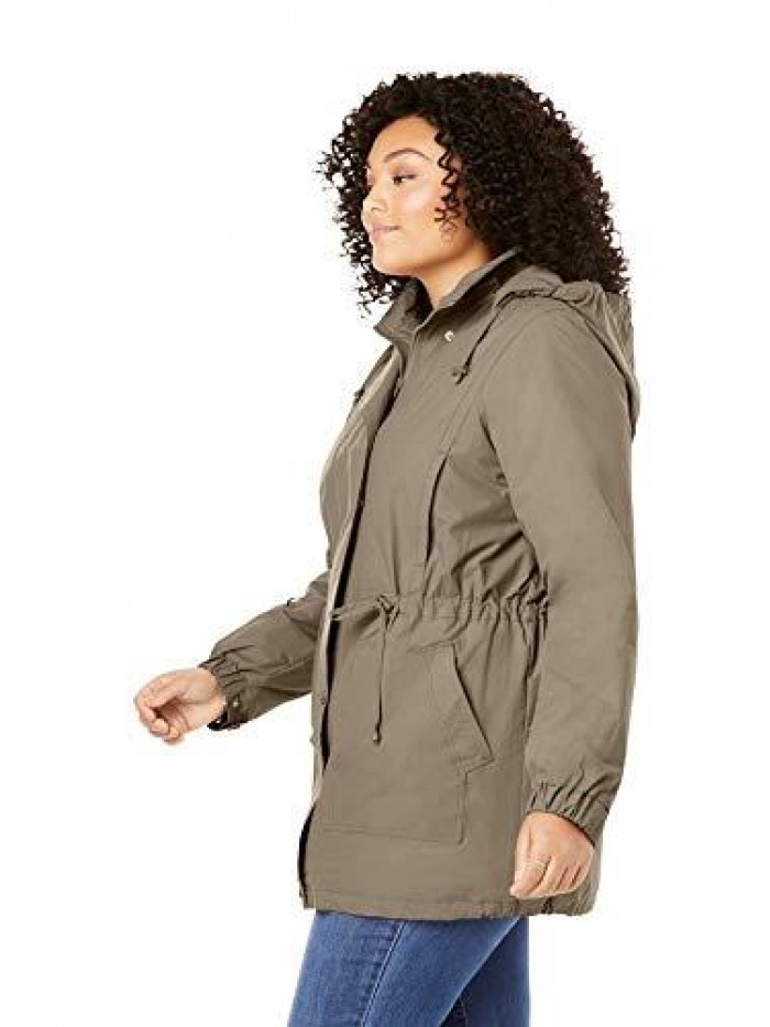 Within Women's Plus Size Fleece-Lined Taslon Anorak Rain Jacket 