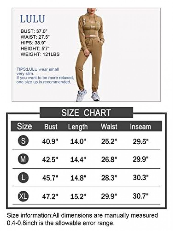 3 Piece Outfits for Women 2 Piece Workout Outfit Long Sleeve Crop Hoodies with Tank Top Loungewear Jogger Set Pockets 