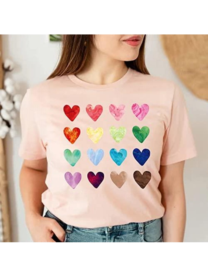 Valentine Shirts Love Heart Graphic Tee T Shirts Teen Girls Cute Graphic T Shirts Tee Top 