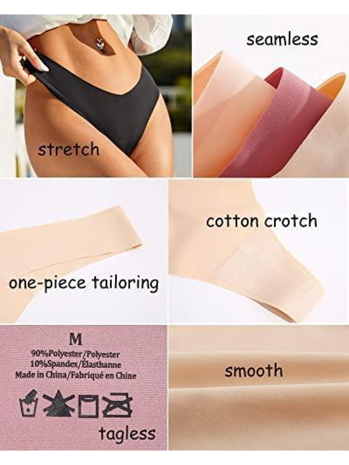 OF ME Seamless Thongs for Women V-waisted No Show Panties Stretch Breathable Sexy Thong Underwear XS-L 