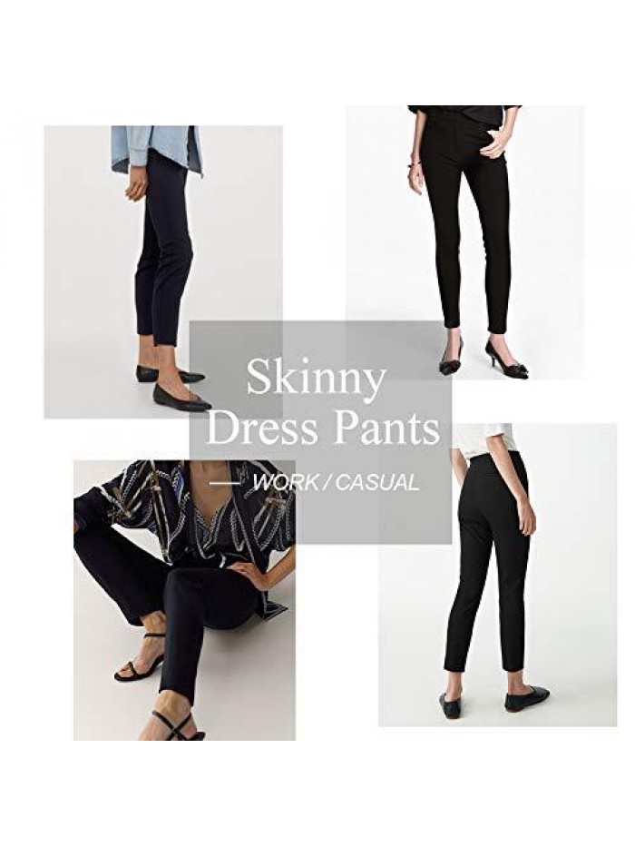 Dress Pants for Women Business Casual Stretch Pull On Work Office Dressy Leggings Skinny Trousers with Pockets 