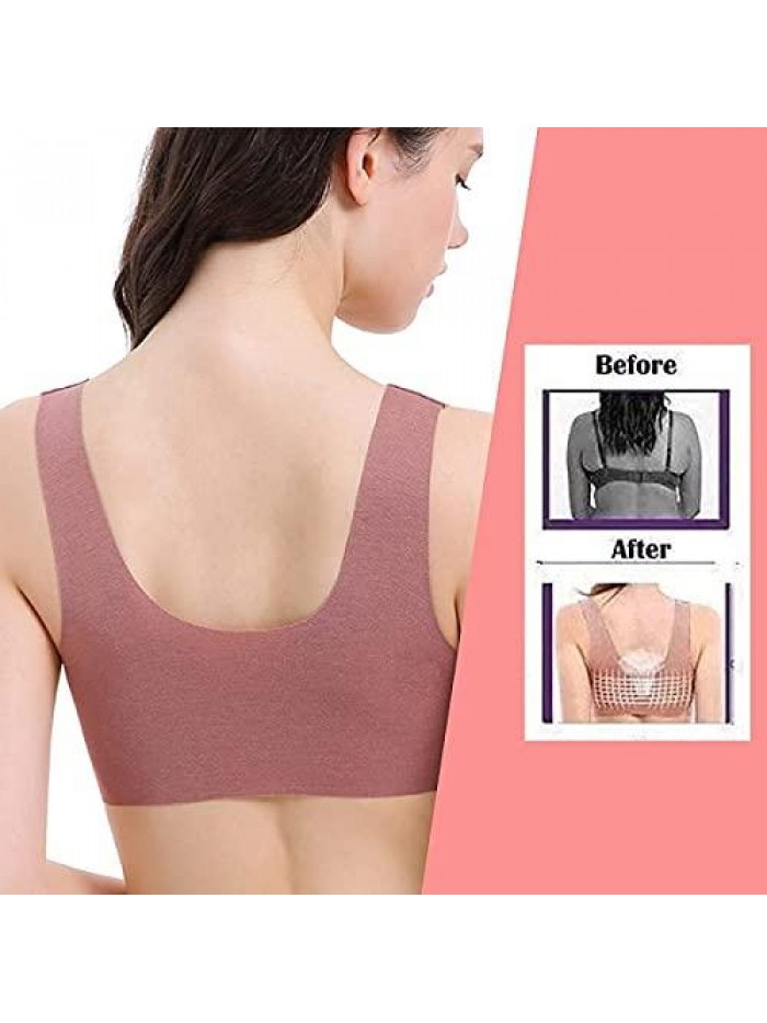 Bra for Older Women Front Closure, 5d Shaping Seamless Front Closure Bra, Women Soft Front Lace Bras 