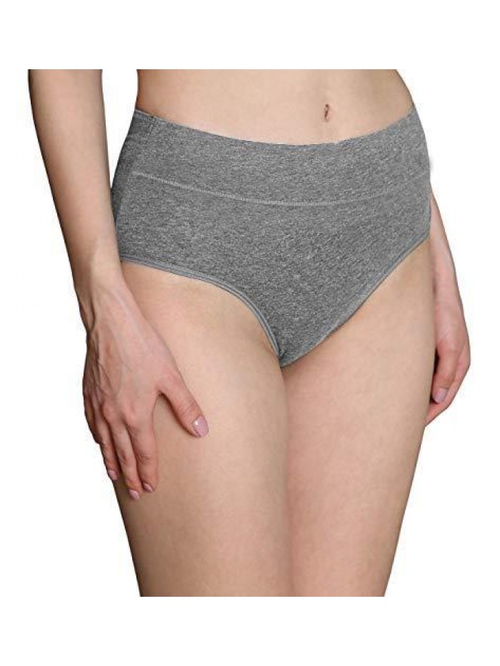 Underwear,Cotton Mid Waist No Muffin Top Full Coverage Brief Ladies Panties Lingerie Undergarments for Women Multipack 