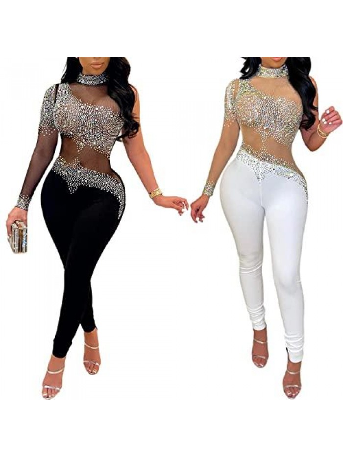 Sexy Jumpsuits for Women Halter Sleeveless Party Outfits Hight Split Pants Hollowing Out Romper 