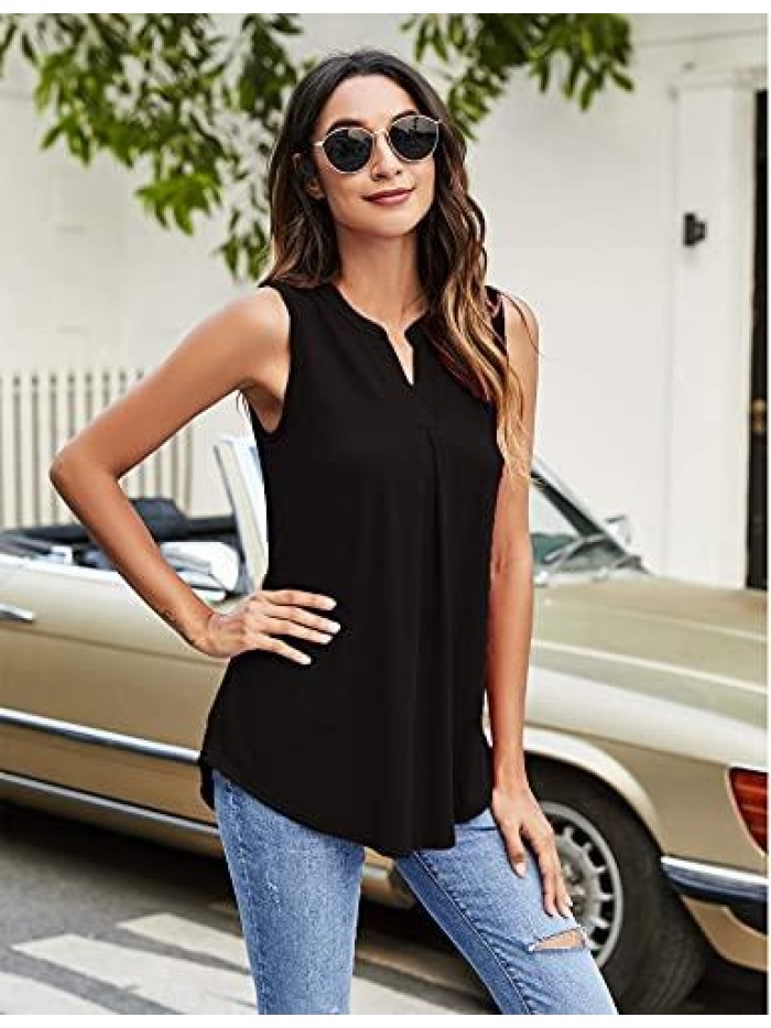 Womens Tank Tops V Neck Sleeveless Summer Shirts Loose Casual Tops Blouse 