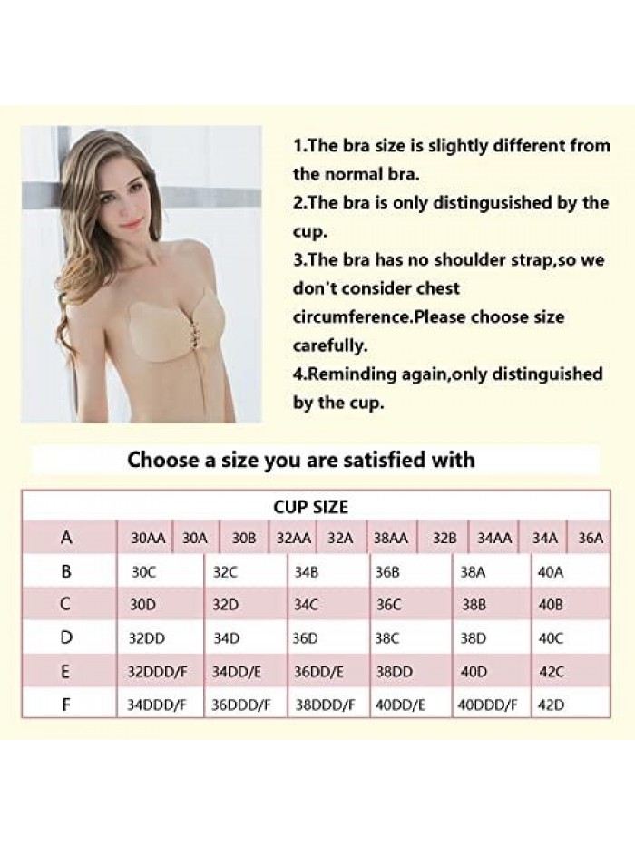 Bra 2 Pack Backless Strapless Bra Invisible Sticky Bra for Big and Small Breasts Angel Wings,Shaping Charming Curves 