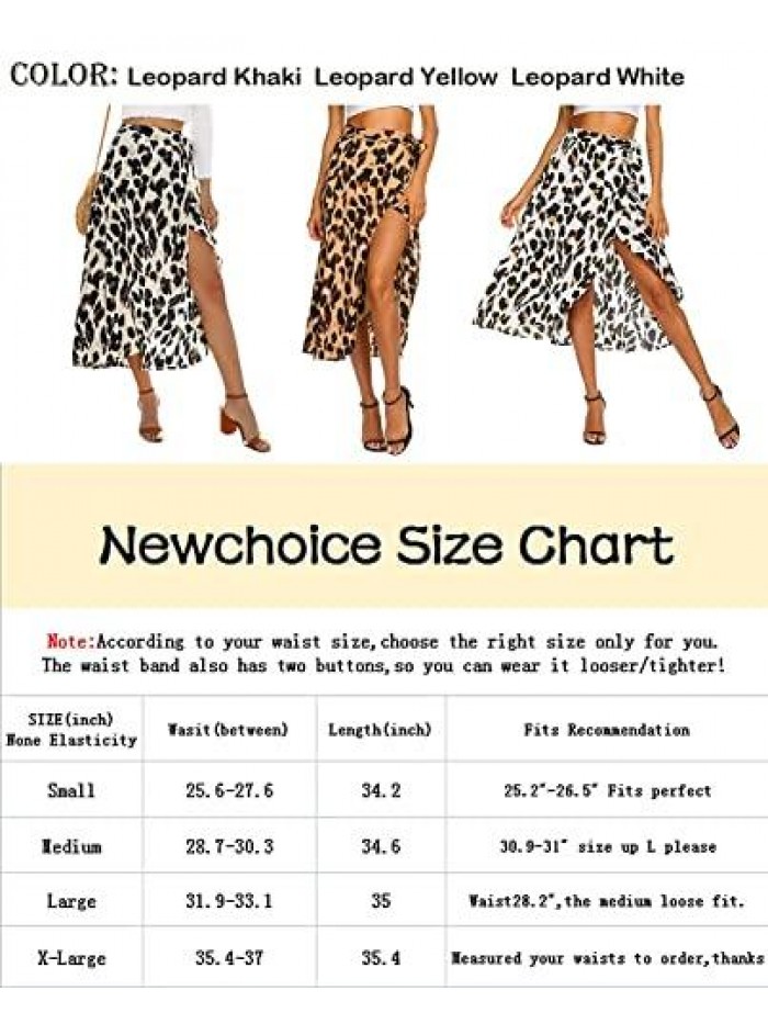 Women's Boho Leopard Skirt High Low Split Summer Beach Midi Wrap Skirts 