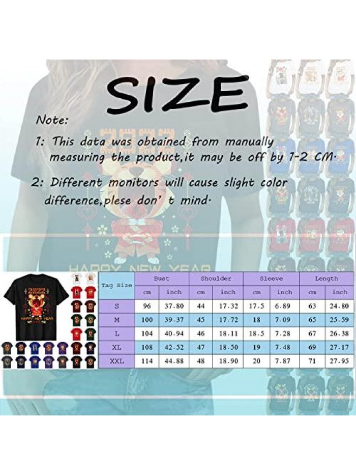 2022 Happy New Year Tiger Print T Shirt O Neck Short Sleeve Shirt Casual Graphic Casual Athletic Tunic Blouse 