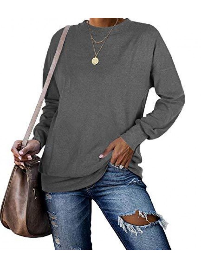 Tunic Sweatshirts for Women Oversized Crewneck Tops Long Sleeve 