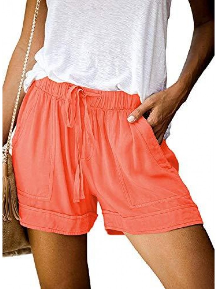 Comfy Drawstring Casual Elastic Waist Pocketed Loose Fit Shorts 