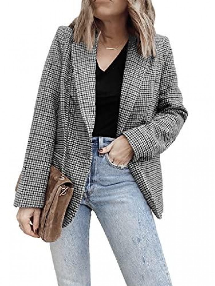 Women's Long Sleeve Casual Blazer Open Front Business Work Office Blazer Jackets  