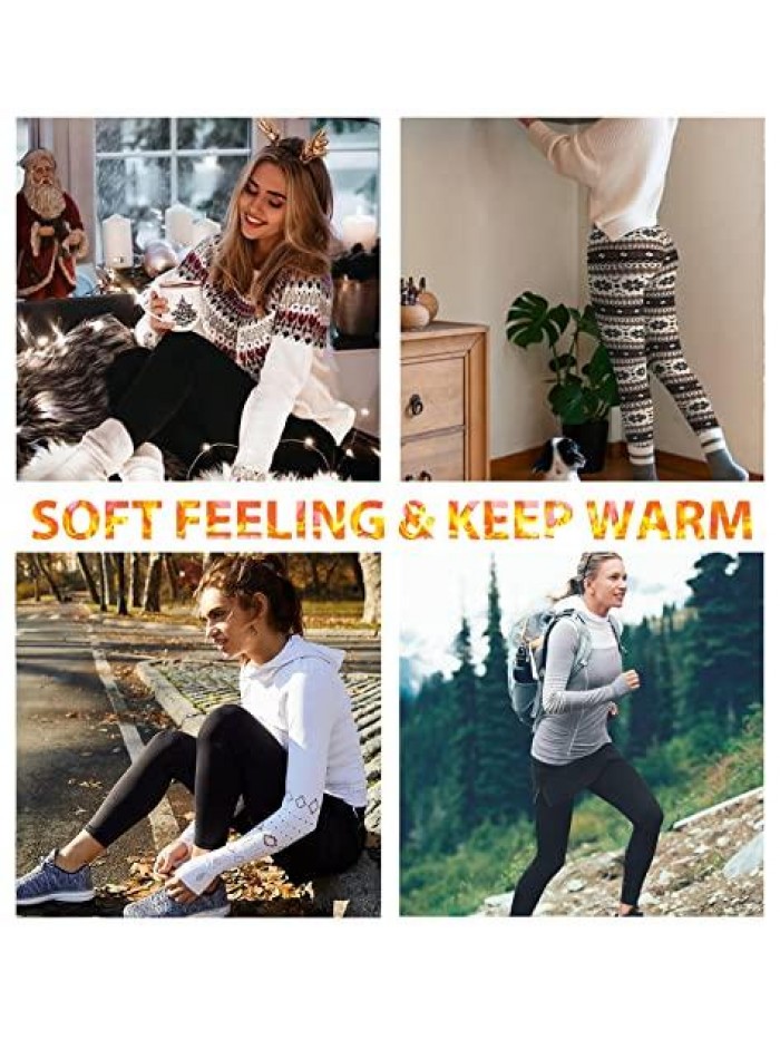 Fleece Lined Leggings Women - High Waisted Winter Yoga Pants Tummy Control Soft Thermal Warm for Hiking Workout 