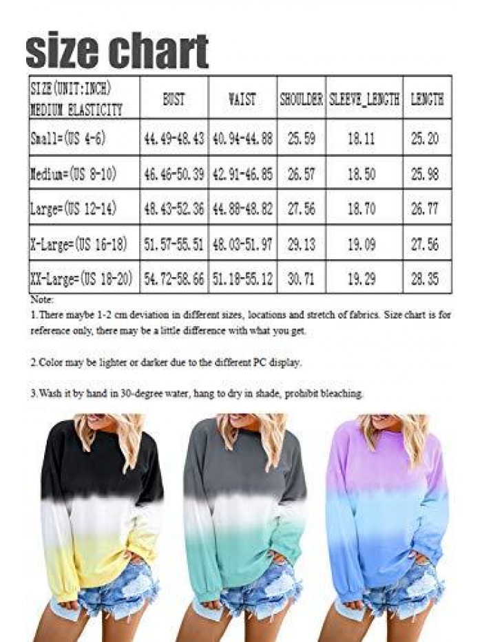 Women Long Sleeve Sweatshirt Colorblock Tie Dye Printed Pullover Tops(S-2XL) 