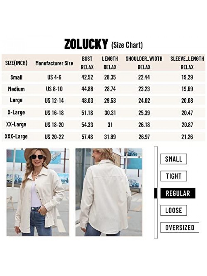 Womens Button Down Shirts Casual Long Sleeve Jacket Shacket Boyfriend Blouses Tops 