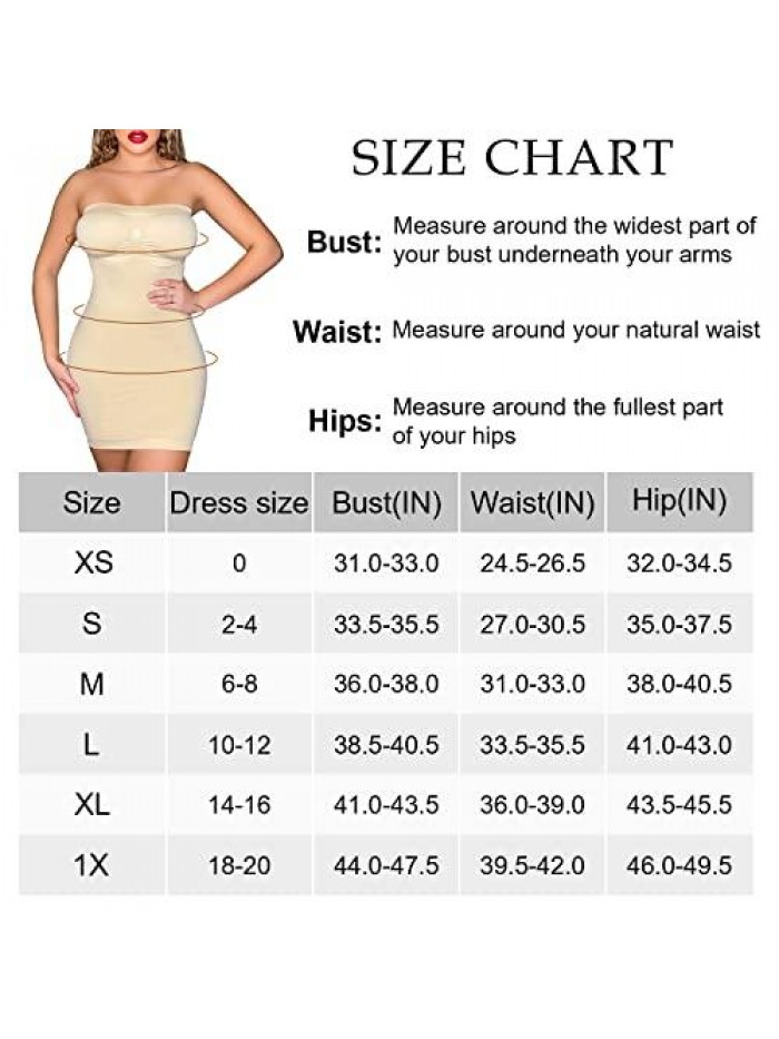 Women's Strapless Shapewear Slip Under Dress Seamless Tummy Control Full Body Slip Shaper Nude 