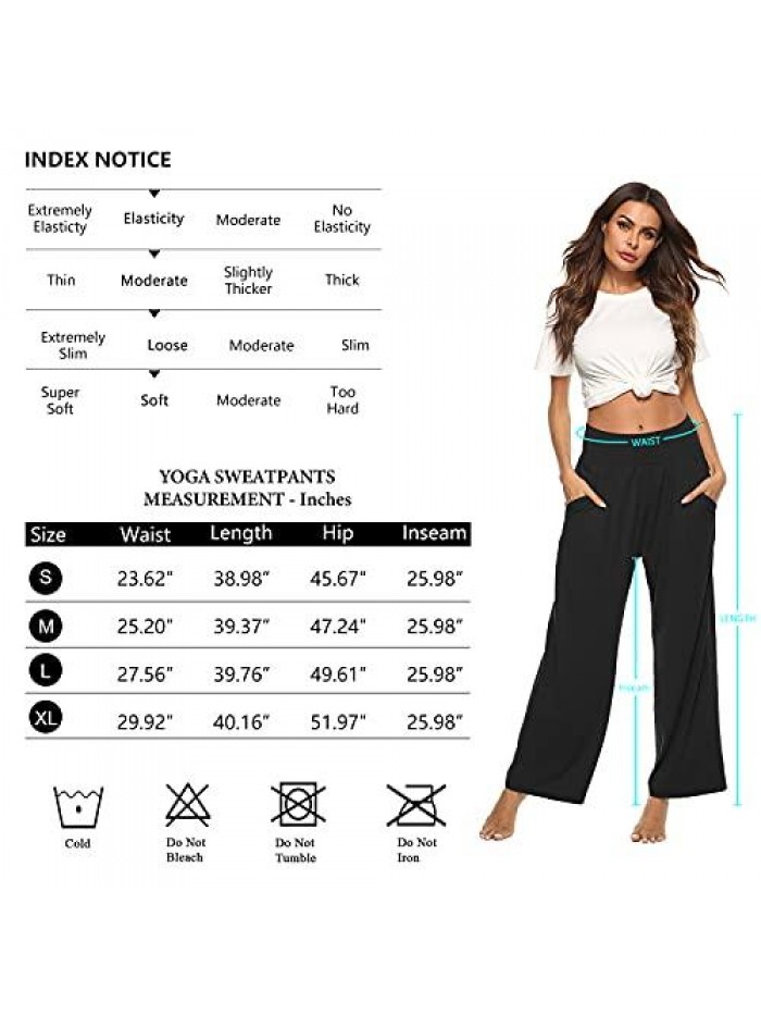 Womens Yoga Sweatpants Comfy Loose Casual Wide Leg Lounge Joggers Pants with Pockets 