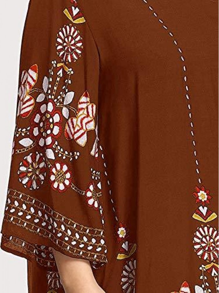 Women's Plus Size Boho Bohemian Tribal Print Summer Beach Dress 