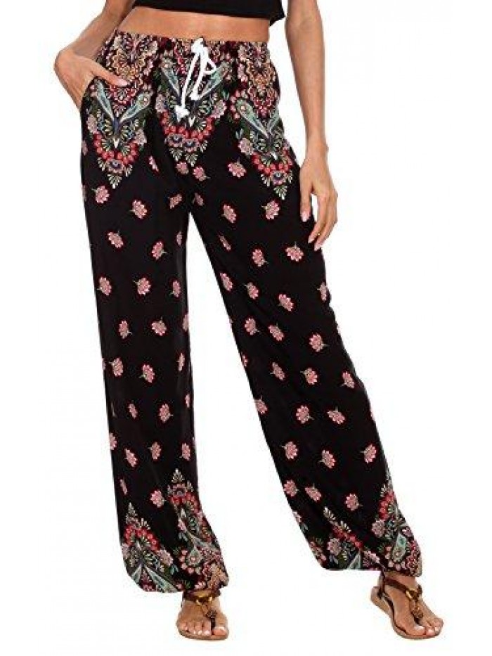 CoCo Women's Floral Print Boho Yoga Pants Harem Pants Jogger Pants 